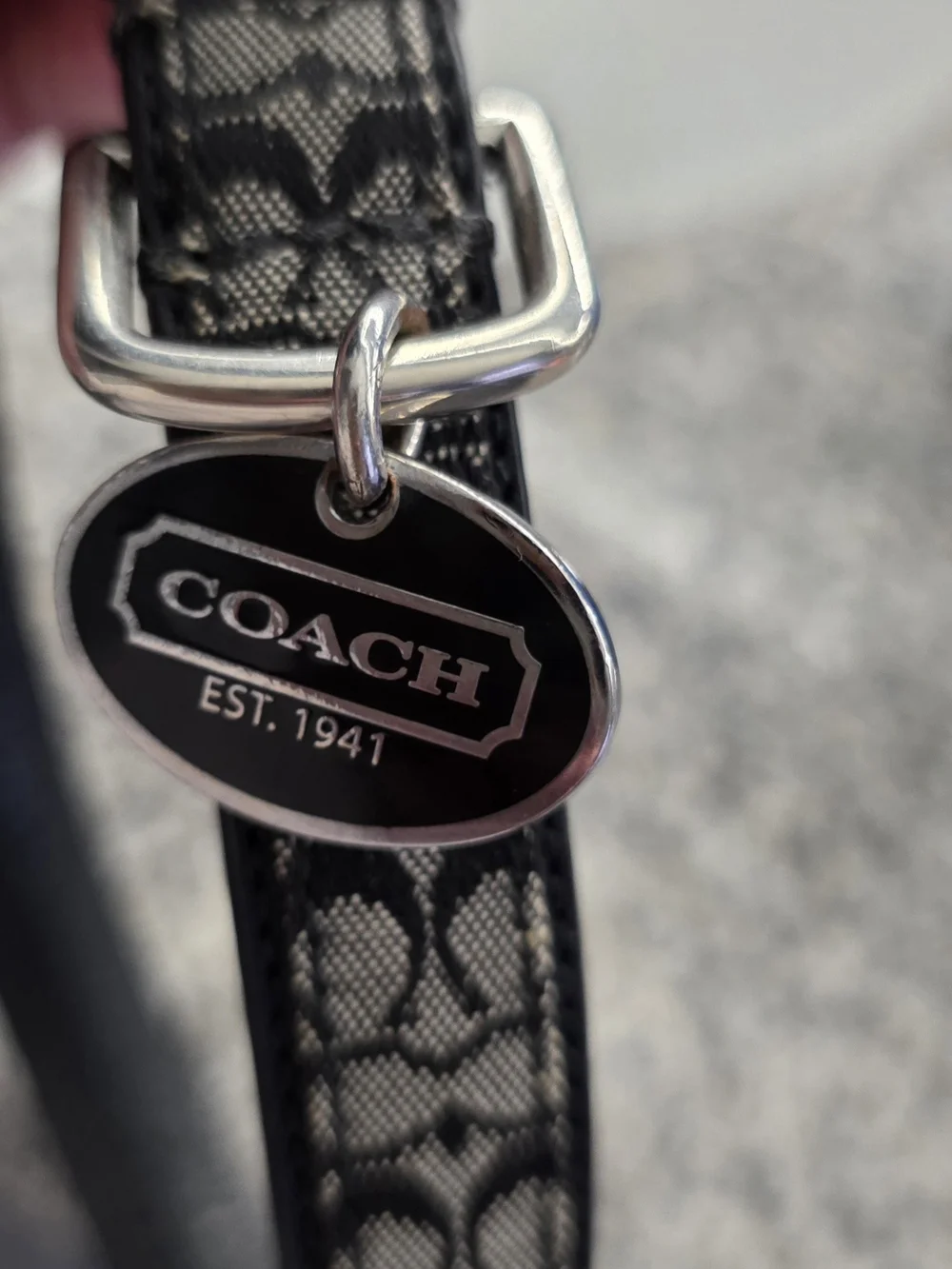 Authentic Coach Signature Black Gray Logo Dog Cat Pet Collar 4003 Medium Retired